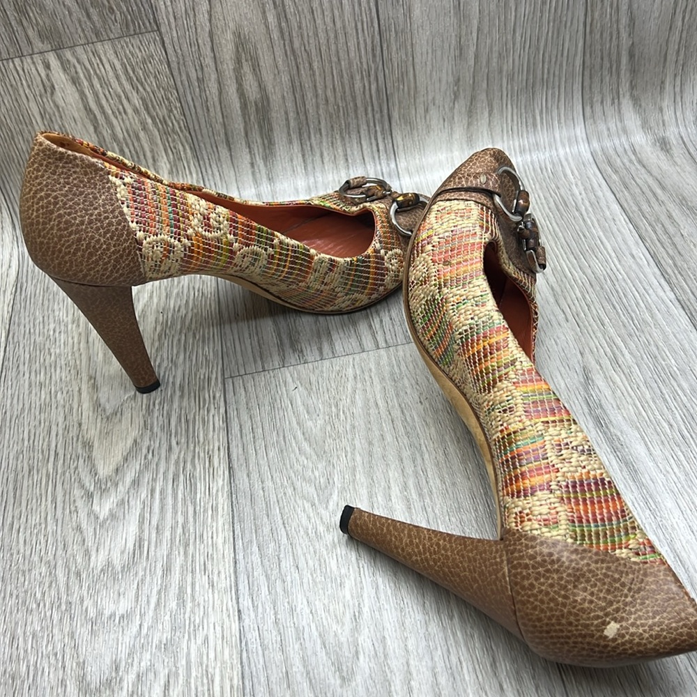 Gucci Raffia Peep-Toe Heels - Picture 9 of 13